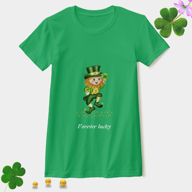 Turgrön lycklig Sankt Patricksdag T-shirt med Gnom (Skapare uppladdad)