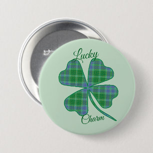 Turgrön Rutig Shamrock Fyrklöver  Knapp