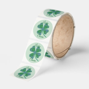 Turgrön Rutig Shamrock Fyrklöver Runt Klistermärke