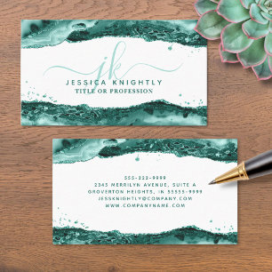 Turicitat Agate Glitter Monogram Script Swash Visitkort
