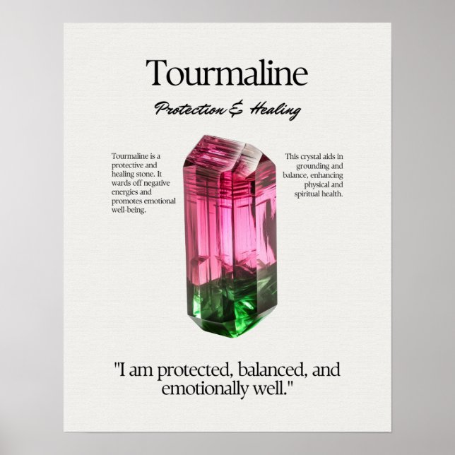 Turimaline Gem Crystal, meningskort Poster (Framsidan)