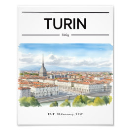 Turin akvarellaffisch fototryck