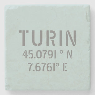 Turin Italien Latitude- och longitudkoordinater Stenunderlägg