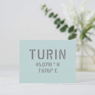 Turin Italien Latitude- och longitudkoordinater Vykort