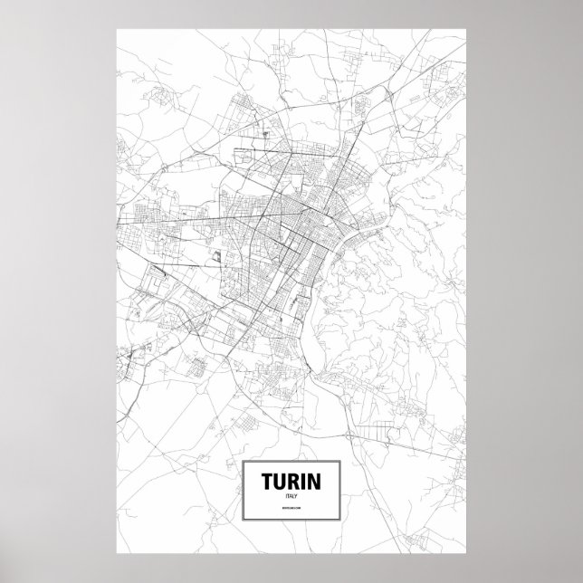 Turin, Italien (svart på vit) Poster (Framsidan)