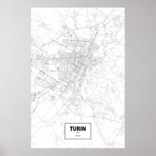 Turin, Italien (svart på vitt) Poster