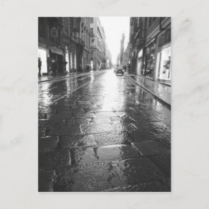 Turin Italien, våt gatu kväll Vykort