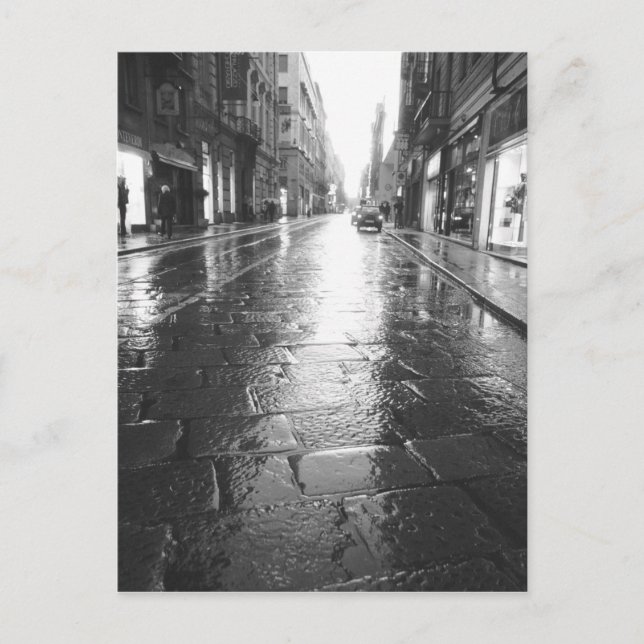 Turin Italien, våt gatu kväll Vykort (Framsida)