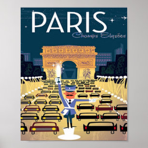 Turism i Paris Frankrike Vintage resor Poster