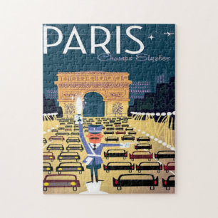 Turism i Paris Frankrike Vintage resor Pussel