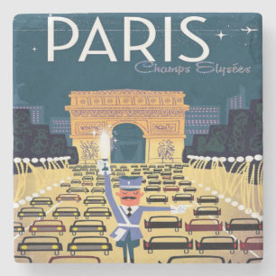 Turism i Paris Frankrike Vintage resor Stenunderlägg