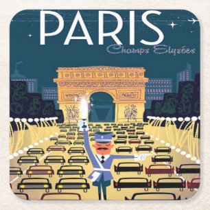 Turism i Paris Frankrike Vintage resor Underlägg Papper Kvadrat