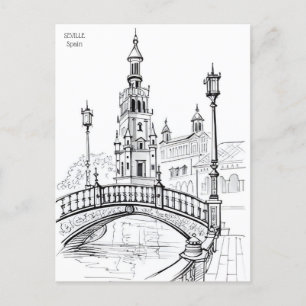 Turism i staden Sevilla i Sevilla i Spanien Vykort