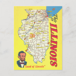 Turism i vintagen Illinois karta Vykort