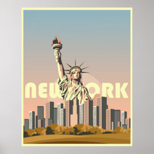 Turismen i New York poster, efterformning, staty Poster
