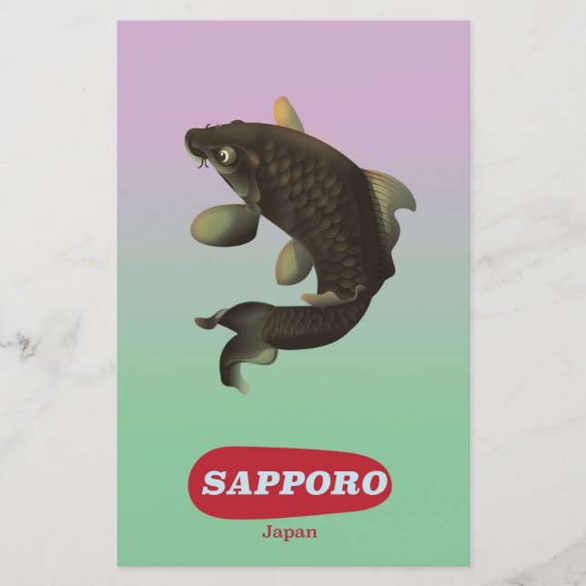 Turismen Sapporo Japan Vintage stil poster Brevpapper (Framsida)