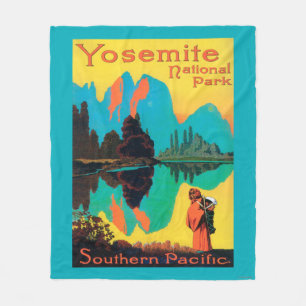 Turist- affisch - Yosemite nationalpark, CA Fleecefilt
