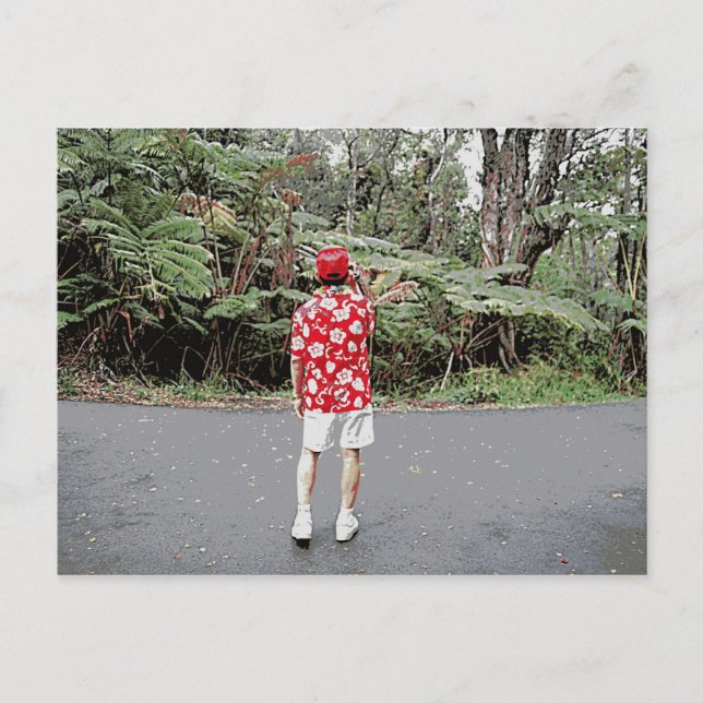 Turist i Hawaiian Shirt Vykort (Framsida)