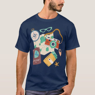 Turist Semester Kostym Kamera Passreserande V T Shirt