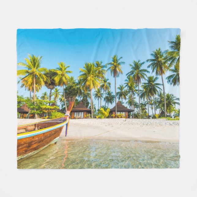 Turist- semesterort bungalower på stranden | fleecefilt (Framsidan (Horisontell))