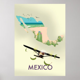 Turistaffisch i Mexiko Karta Poster