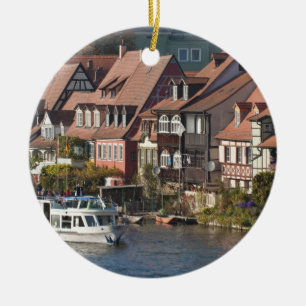 Turistbåt i Little Venice och floden Regnitz Julgransprydnad Keramik