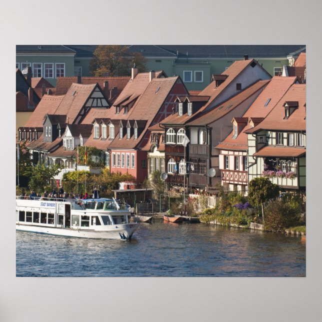 Turistbåt i Little Venice och floden Regnitz Poster (Framsidan)