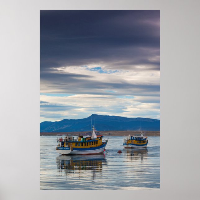 Turistbåtar i Seno Ultima Esperanza-bukten Poster (Framsidan)