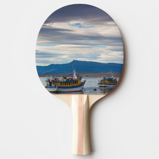 Turistbåtar på Seno Ultima Esperanza-bukten Pingisracket (Framsidan)