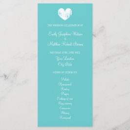 Turistblått och vitt bröllop-ceremoniprogram program