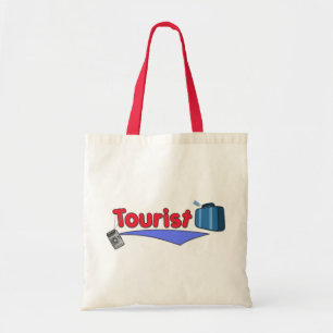 Turisten hänger lös tygkasse