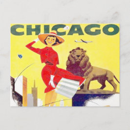 turister för resor med chicago poster retroflygpla vykort