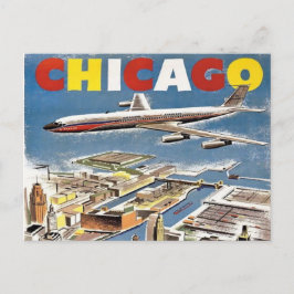 turister för resor med chicago poster retroflygpla vykort