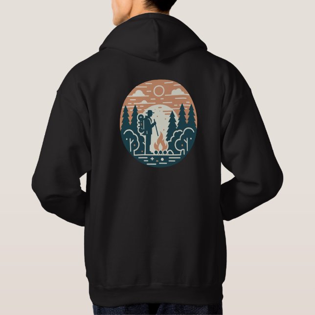 Turister nära en brand i skogen hoodie (Baksida)