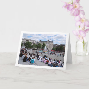Turister på Trafalgar Square, London, England Kort