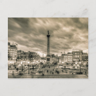 Turister på Trafalgar Square, London Vykort