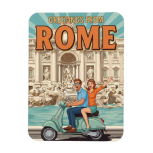 Turister på Vespa i Rom Italien vykort Magnet
