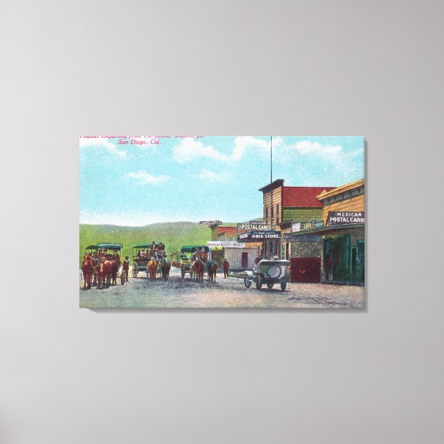 Turister som avreser för Tijuana Scene Canvastryck (Framsida)