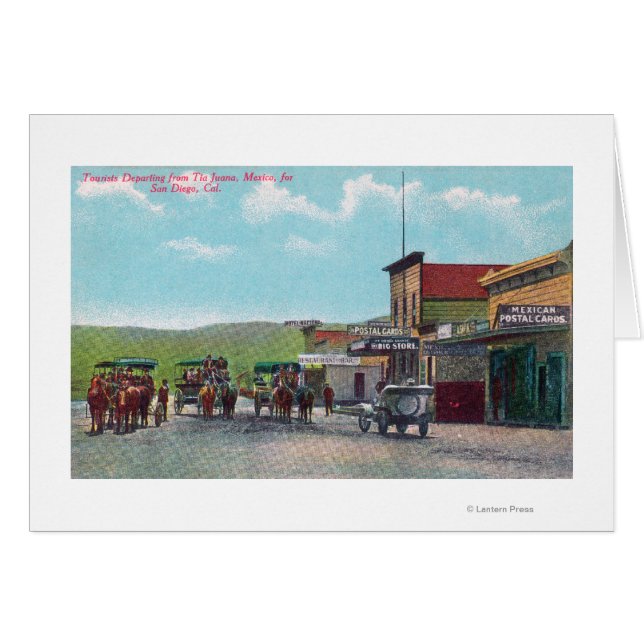Turister som avreser för Tijuana Scene Hälsningskort (Framsidan Horizontal)