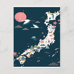 Turistkarta över Japan Vykort