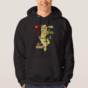 Turistkarta över Tunisien Storstäder på arabiska f Hoodie