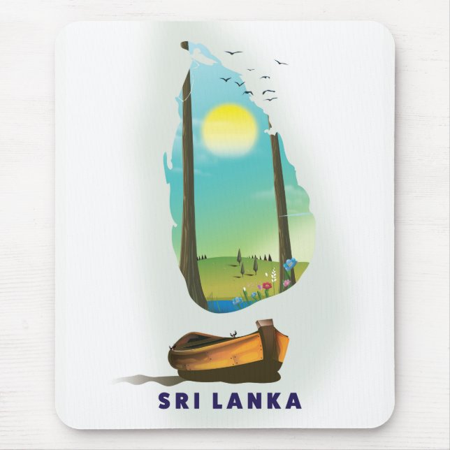 Turistnäringen i Sri Lanka som karta poster. Musmatta (Framsidan)
