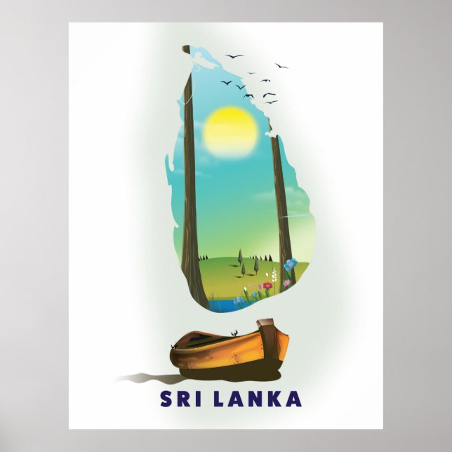 Turistnäringen i Sri Lanka som karta poster. Poster (Framsidan)