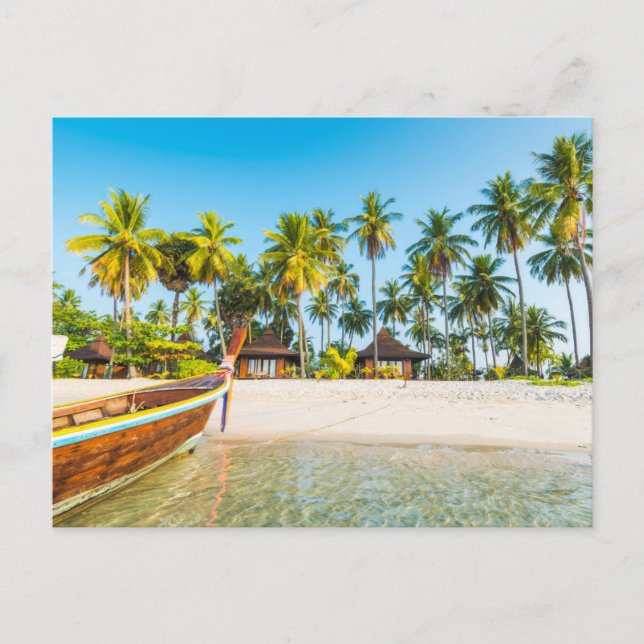 Turistnäringens Bungalows på stranden | Thailand Vykort (Framsida)