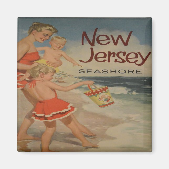 Turistsemester i vintage vid new jersey magnet (Framsidan)