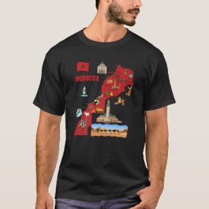 Turistsymboler Karta i Marockos större städer Flag T Shirt