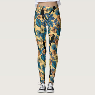 Turistträdgård i gult och blått leggings