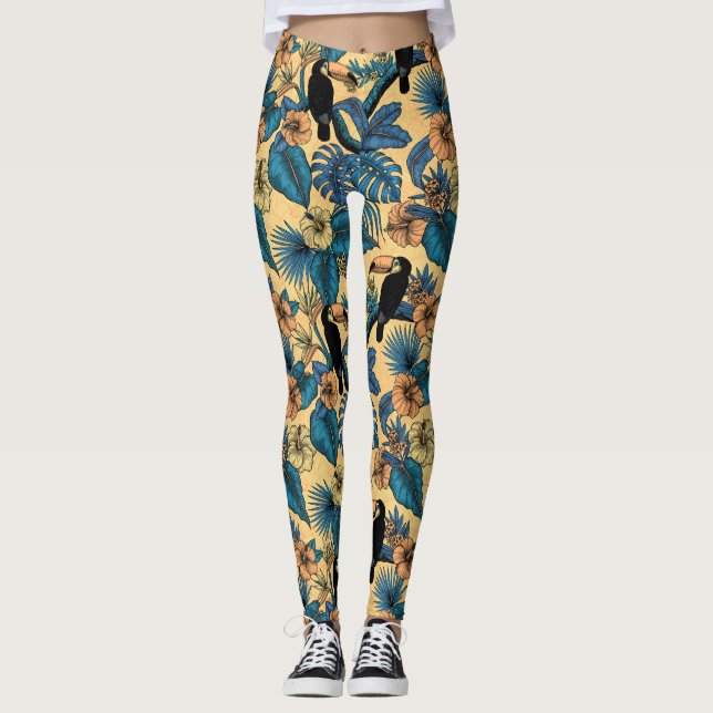 Turistträdgård i gult och blått leggings (Framsida)