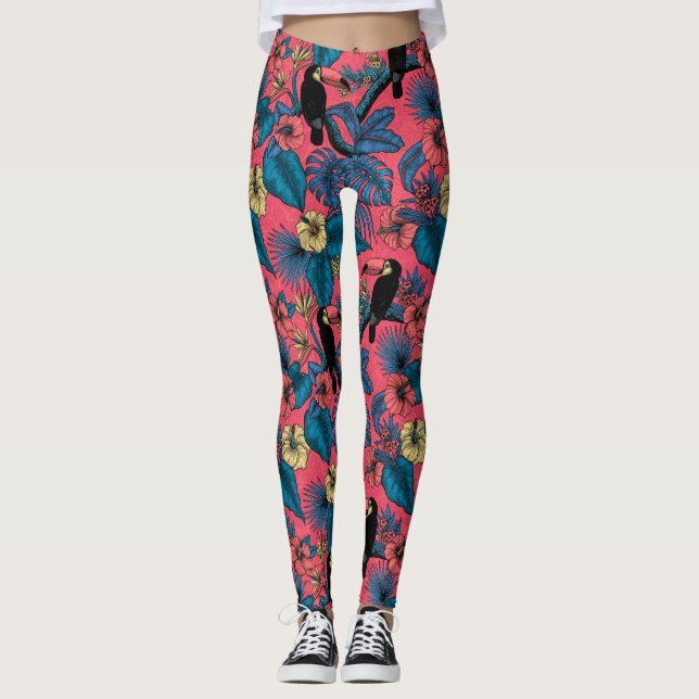 Turistträdgård i rött och blått leggings (Framsida)