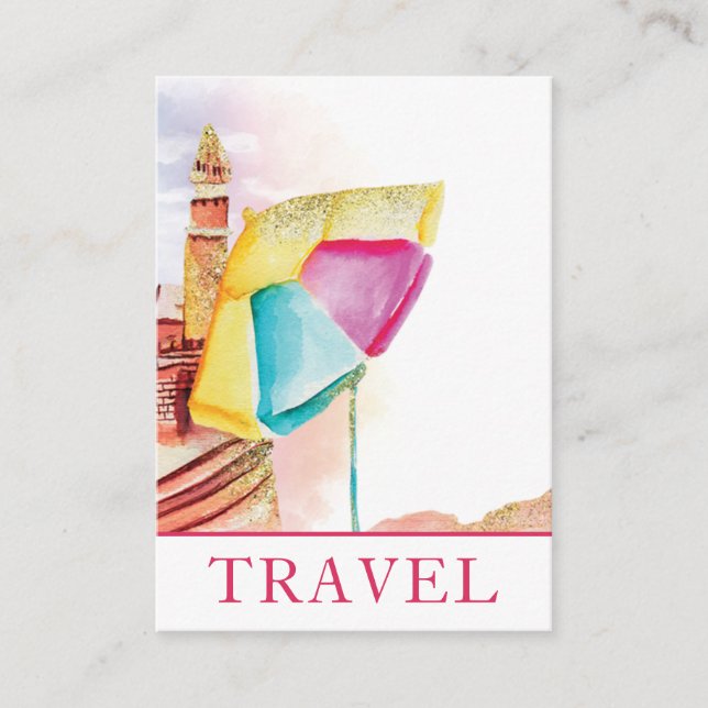 *~* Turistturism i Beach Sand Sea Travel QR Visitkort (Framsida)